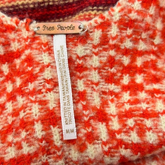 FREE PEOPLE Women’s Red Orange Knit Empire Waist Sweater Dress Wool Blend Size M - Picture 6 of 8
